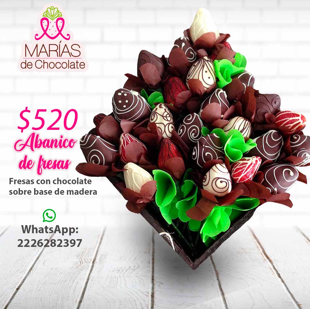 Abanico Abanico de fresas con chocolate y naturales fresas